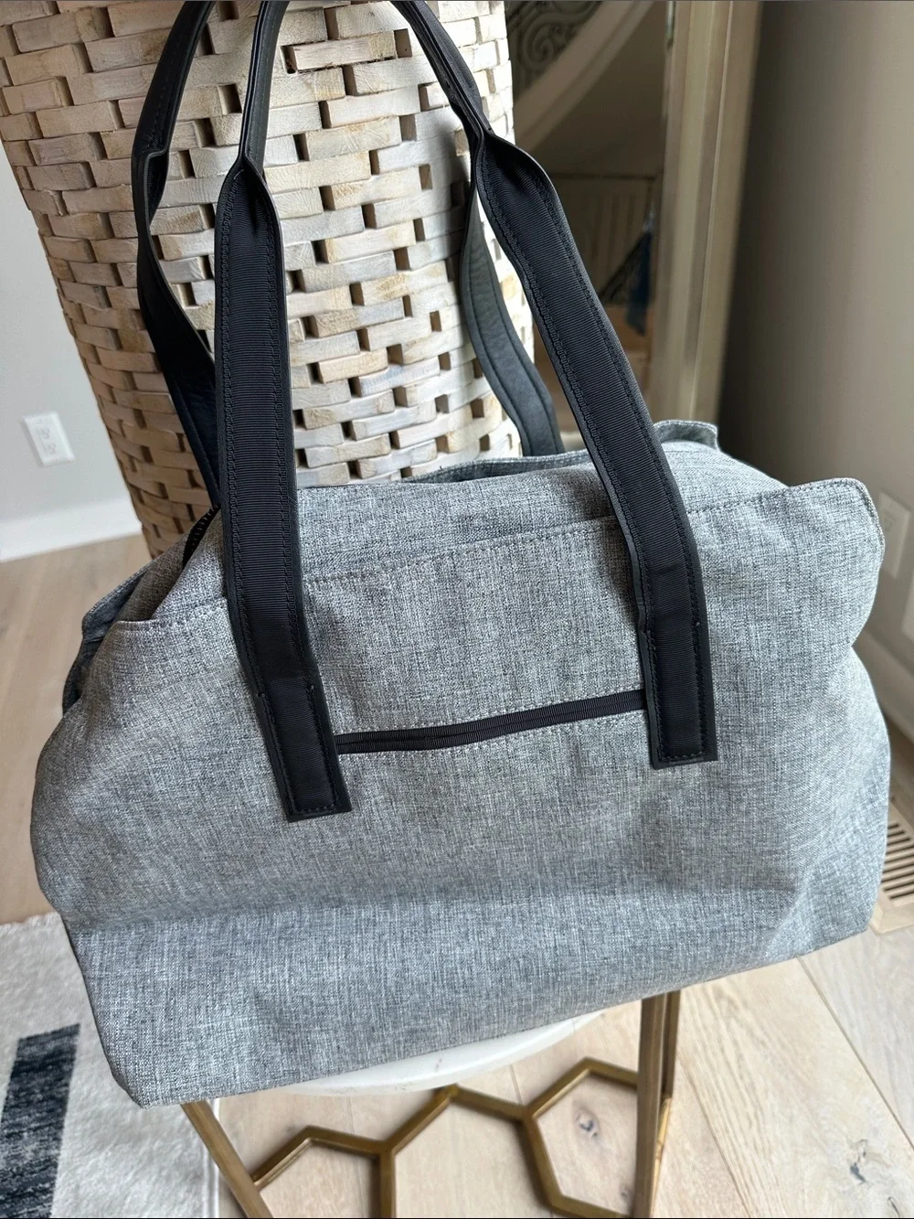 lululemon athletica Light Gray Duffel Bag with Black Handles